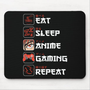 Essen Sleep Anime Gaming Wiederholen Shirt Teen Bo Mousepad