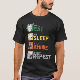 Essen Sleep Anime Wiederholen Vintages Shirt Manga