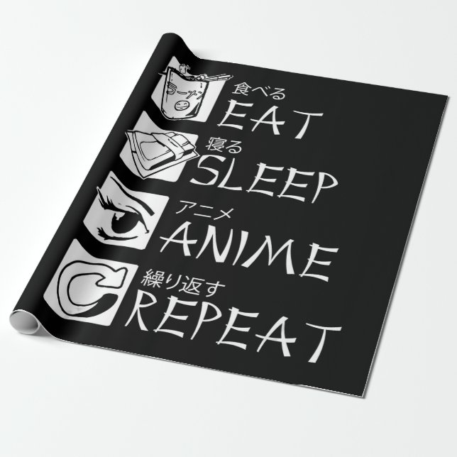Essen Sleep Anime Wiederholung Geschenk Idee Cospl Geschenkpapier (Ungerollt)
