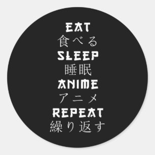 Essen Sleep Anime Wiederholung japanische Manga Lo Runder Aufkleber