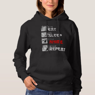 Essen Sleep Anime Wiederholung Manga Japan Kanji W Hoodie