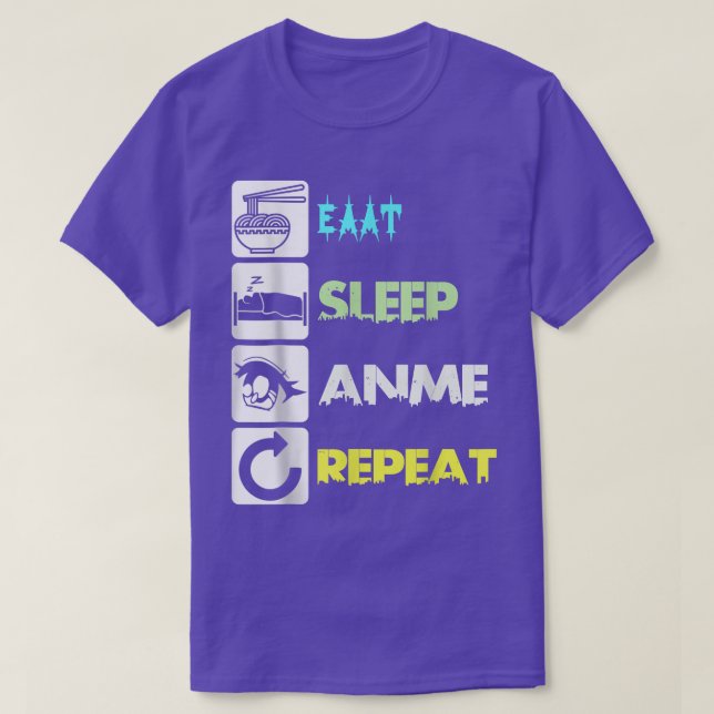 Essen Sleep Anime Wiederholung Manga Japan Sprichw T-Shirt (Design vorne)