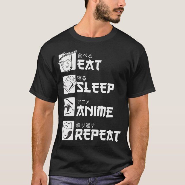 Essen Sleep Anime Wiederholung Manga Shirts Männer (Vorderseite)
