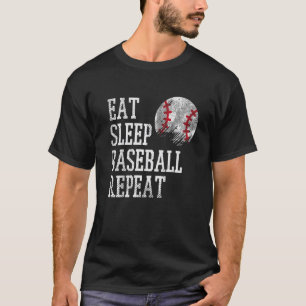 Essen Sleep Baseball wiederholen Trainerteam Spiel T-Shirt