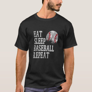 Essen Sleep Baseball wiederholen Trainerteam Spiel T-Shirt
