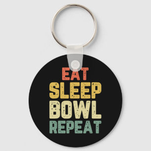 Essen Sleep Bowl Wiederholen Bowling Bowler Vintag Schlüsselanhänger