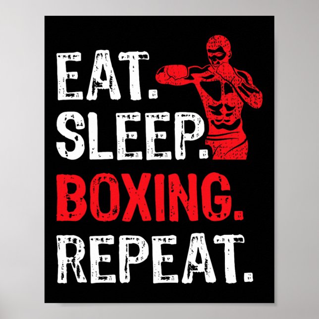 Essen Sleep Boxing Wiederholen Boxing Player Funny Poster (Vorne)