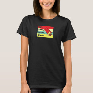 Essen Sleep Boxing Wiederholen Sport Fighter Coach T-Shirt