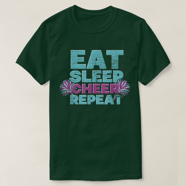 Essen Sleep Cheer Wiederholung Cheerleader Cheerin T-Shirt (Design vorne)