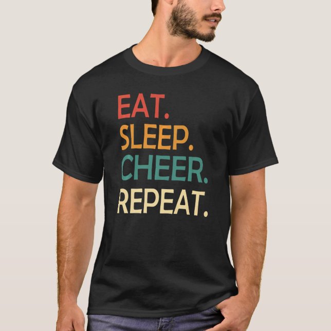Essen Sleep Cheer Wiederholung Cheerleader Cheerin T-Shirt (Vorderseite)