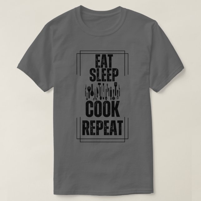 Essen Sleep Cook Wiederholung T-Shirt (Design vorne)