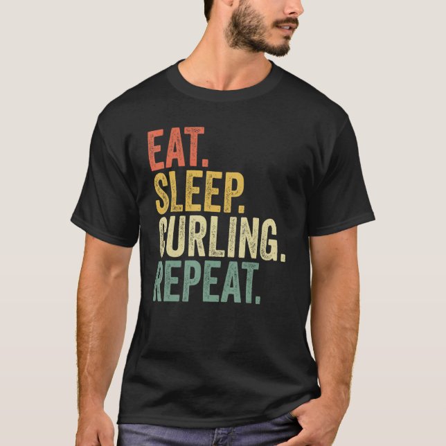 Essen Sleep Curling Wiederholung Retro 70er 80er C T-Shirt (Vorderseite)