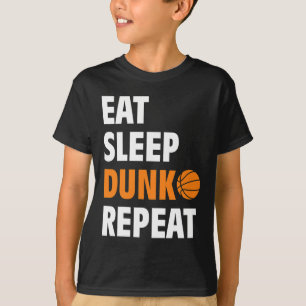 Essen Sleep Dunk Wiederholen Spaß Basketball Ball T-Shirt