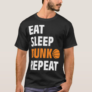 Essen Sleep Dunk Wiederholen Spaß Basketball Ball T-Shirt