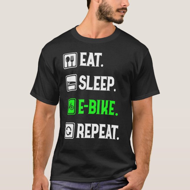 Essen Sleep E-Bike Wiederholung, Liebe zu E-Bike,  T-Shirt (Vorderseite)