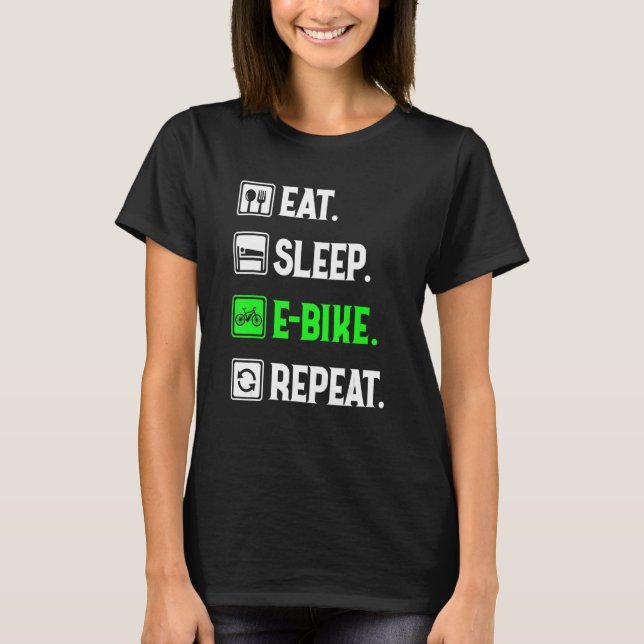 Essen Sleep E-Bike Wiederholung, Liebe zu E-Bike,  T-Shirt (Vorderseite)