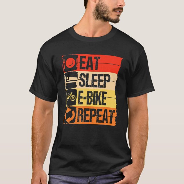 Essen Sleep E-Bike Wiederholung T-Shirt (Vorderseite)