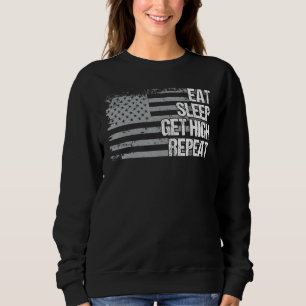 Essen Sleep erhalten hohe Wiederholung US Flag Män Sweatshirt