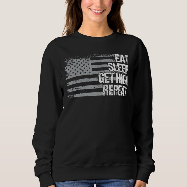 Essen Sleep erhalten hohe Wiederholung US Flag Män Sweatshirt (Vorderseite)