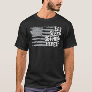 Essen Sleep erhalten hohe Wiederholung US Flag Män T-Shirt