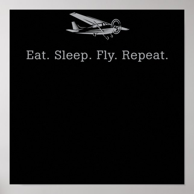 Essen Sleep Fly Dronen Wiederholen Aviator Geschen Poster (Vorne)