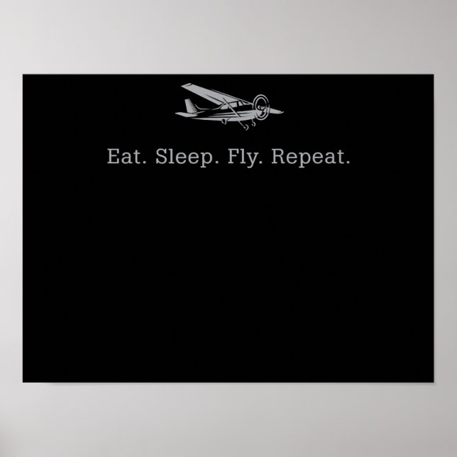 Essen Sleep Fly Dronen Wiederholen Aviator Geschen Poster (Vorne)