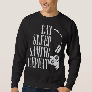 Essen Sleep Gaming Wiederholen Funny Gamer Boys Ki Sweatshirt
