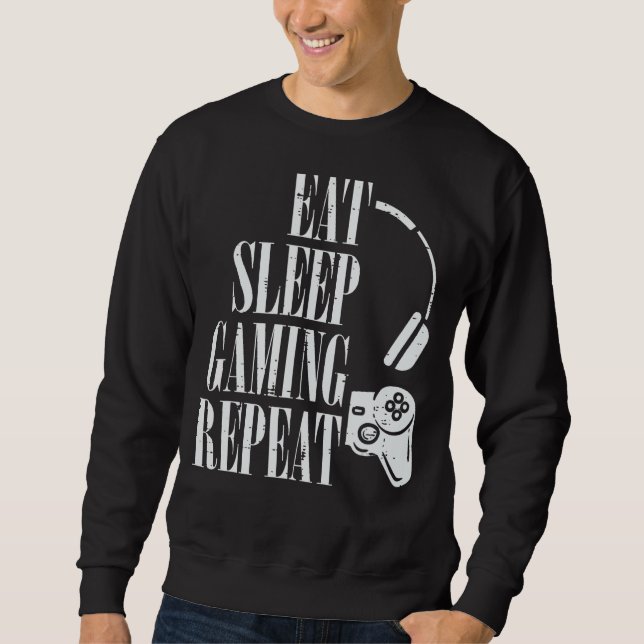 Essen Sleep Gaming Wiederholen Funny Gamer Boys Ki Sweatshirt (Vorderseite)