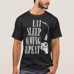 Essen Sleep Gaming Wiederholen Funny Gamer Boys Ki T-Shirt