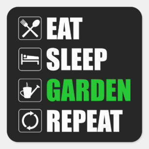 Essen Sleep Garden Wiederholung Quadratischer Aufkleber