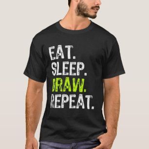Essen Sleep Gezeichnet Wiederholung Geschenk T-Shirt