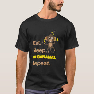 Essen Sleep Go Bananen Wiederholen Funny Süße Tier T-Shirt