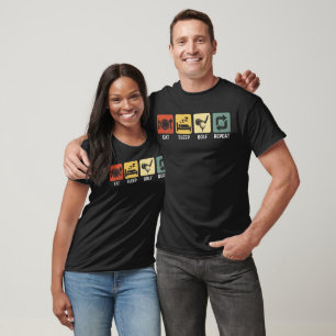 Essen Sleep Golf Wiederholung Golfer Golfspielen F T-Shirt