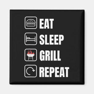Essen Sleep Grill Wiederholung Grillen Griller Vat Magnet