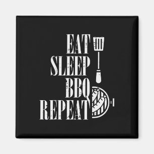 Essen Sleep Grillen Wiederholen Funny Rbecue Grill Magnet