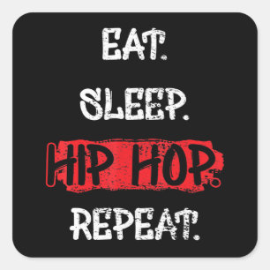 Essen Sleep Hip Hop Wiederholen Old School Rap 90e Quadratischer Aufkleber