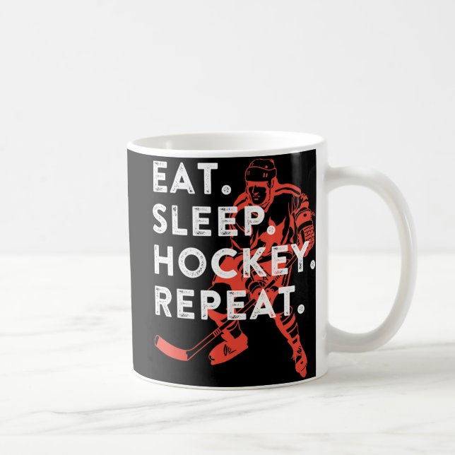 Essen Sleep Hockey Wiederholung Geschenk Kaffeetasse (Rechts)