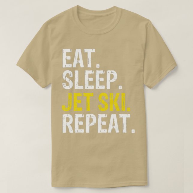 Essen Sleep Jet Skiwiederholen Skifahren T-Shirt (Design vorne)