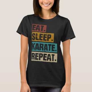Essen Sleep Karate Wiederholung Retro Vintagen Kam T-Shirt