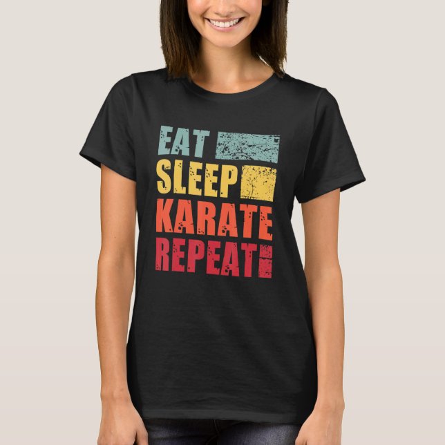 Essen Sleep Karate Wiederholung T-Shirt (Vorderseite)