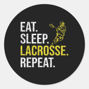 Essen Sleep Lacrosse Wiederholung Sportteam gibt M Runder Aufkleber