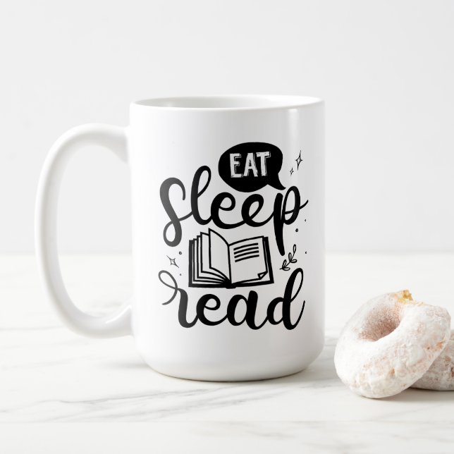 Essen Sleep Lesen Buch Lover Kaffeetasse (Mit Donut)