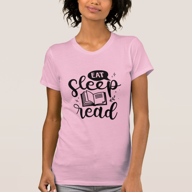 Essen Sleep Lesen Buch Lover T-Shirt (Vorderseite)