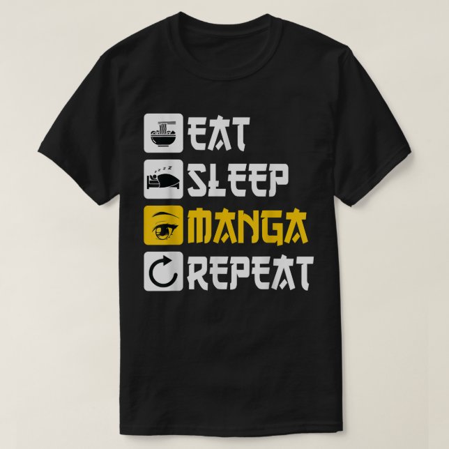 Essen Sleep Manga Wiederholung Animation Japan Spr T-Shirt (Design vorne)