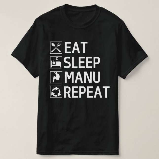 Essen Sleep Manu Wiederholung Neuseeland T-Shirt (Design vorne)
