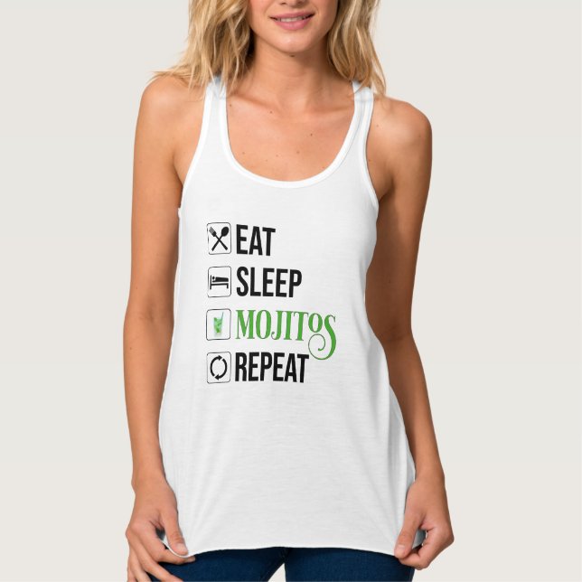 Essen Sleep Mojitos Wiederholung Tank Top (Vorderseite)