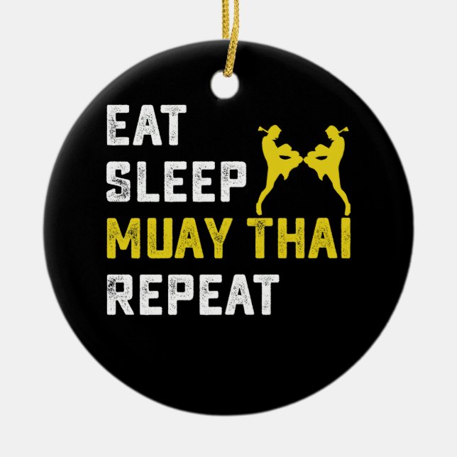 Essen Sleep Muay Thai Repeat Geschenk Keramik Ornament (Vorne)