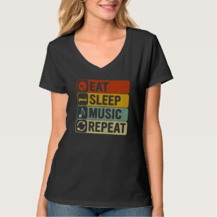 Essen Sleep Music Wiederholen Retro 60er 70er Cool T-Shirt
