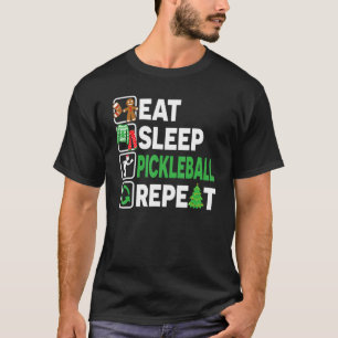 Essen Sleep Pickleball Wiederholen Weihnachten Paj T-Shirt