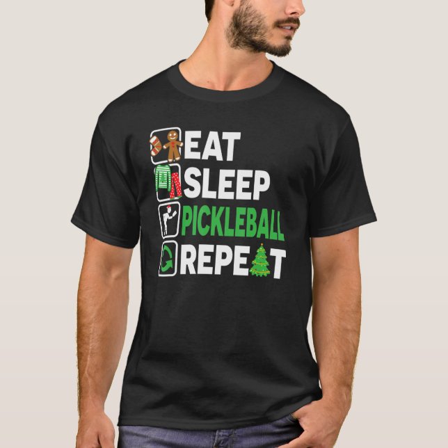 Essen Sleep Pickleball Wiederholen Weihnachten Paj T-Shirt (Vorderseite)